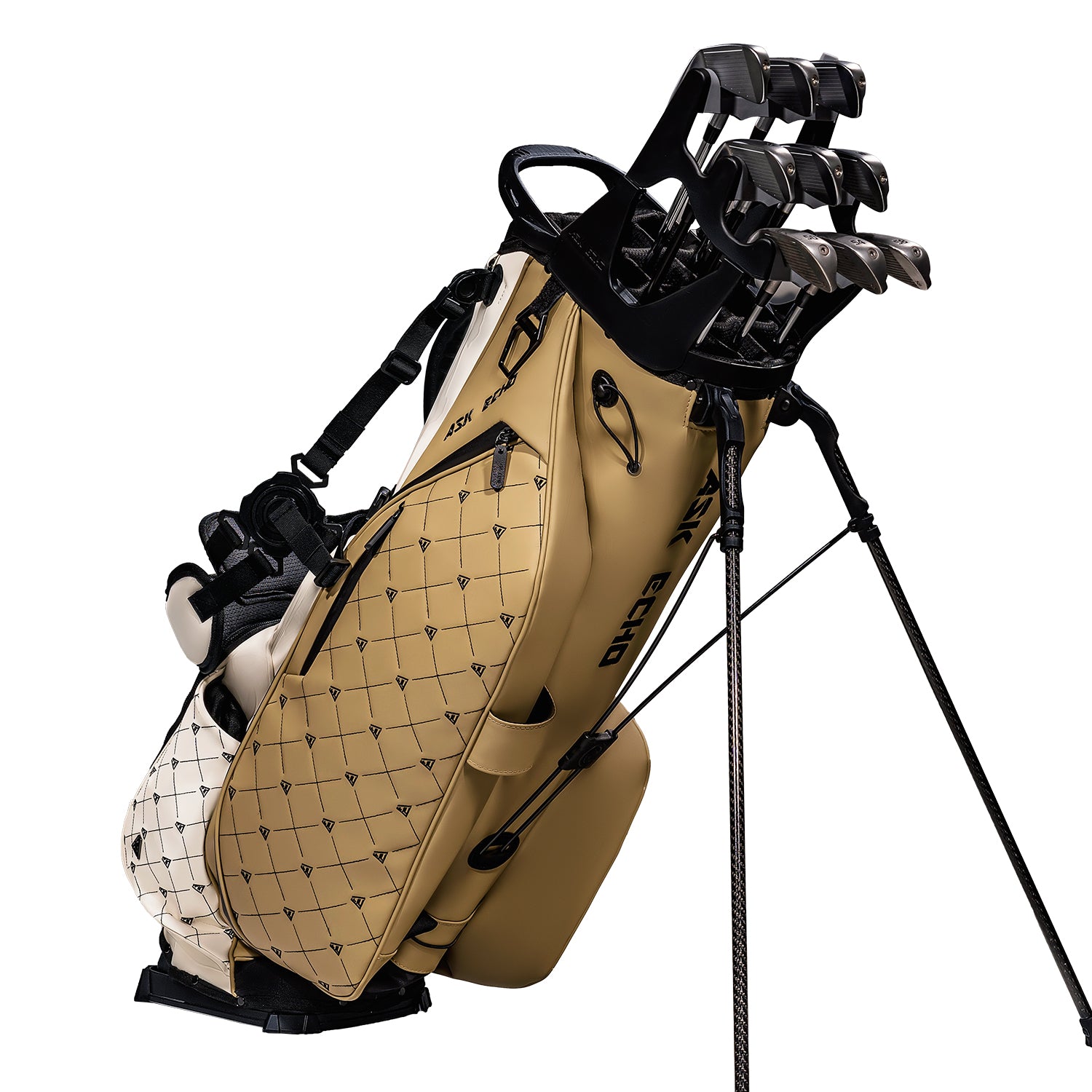 Ask Echo 2025 Prestige-14 Leather Stand Bag and Pendor Lock Club Organizer Bundle / Toasted Almond