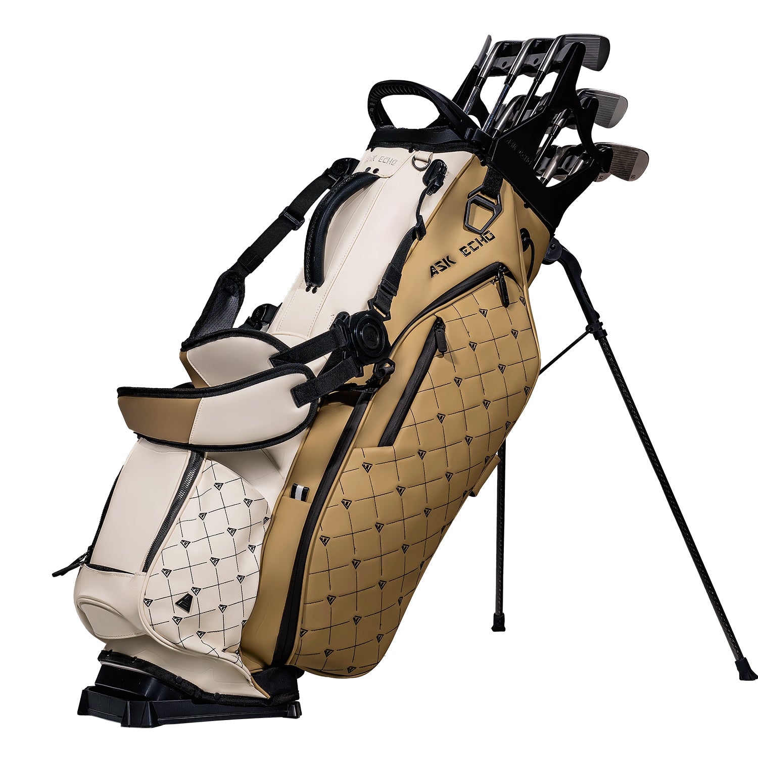 Ask Echo 2025 Prestige-14 Leather Stand Bag and Pendor Lock Club Organizer Bundle / Toasted Almond