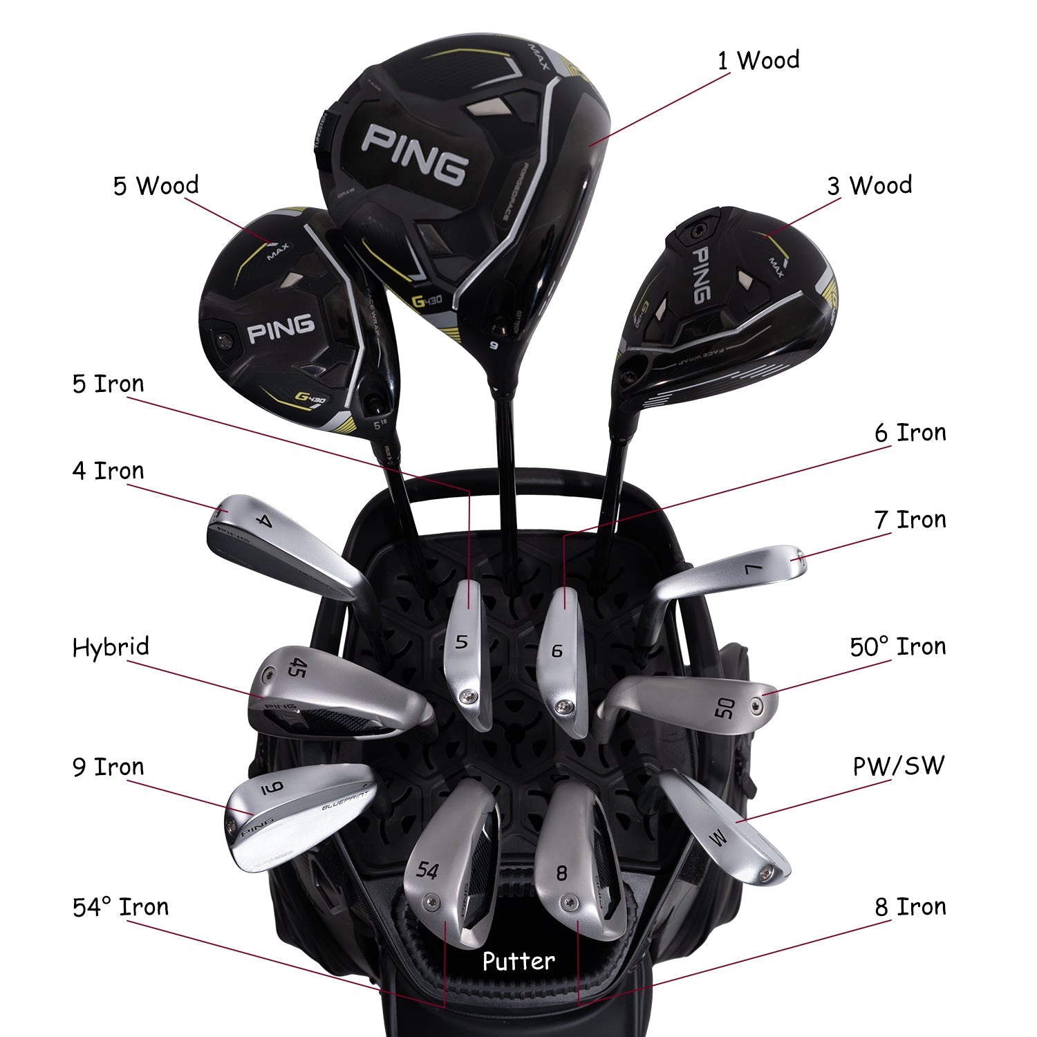 Ask Echo 2025 SLC-130LE Luxury 15 Way Full Length Dividers Golf Quiet Synthetic Leather Cart Bag / Black