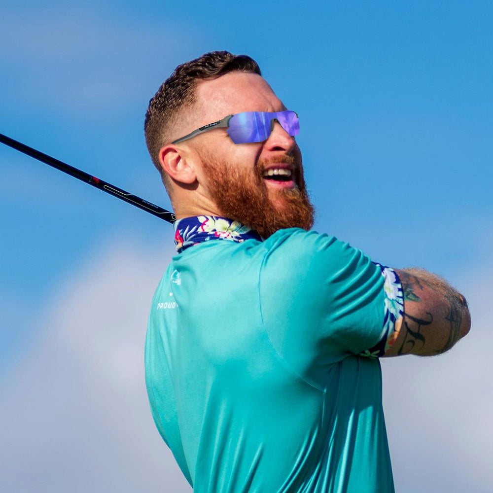 Ask Echo Golf No Frame Gunmetal Leg Sunglasses / Revo Blue