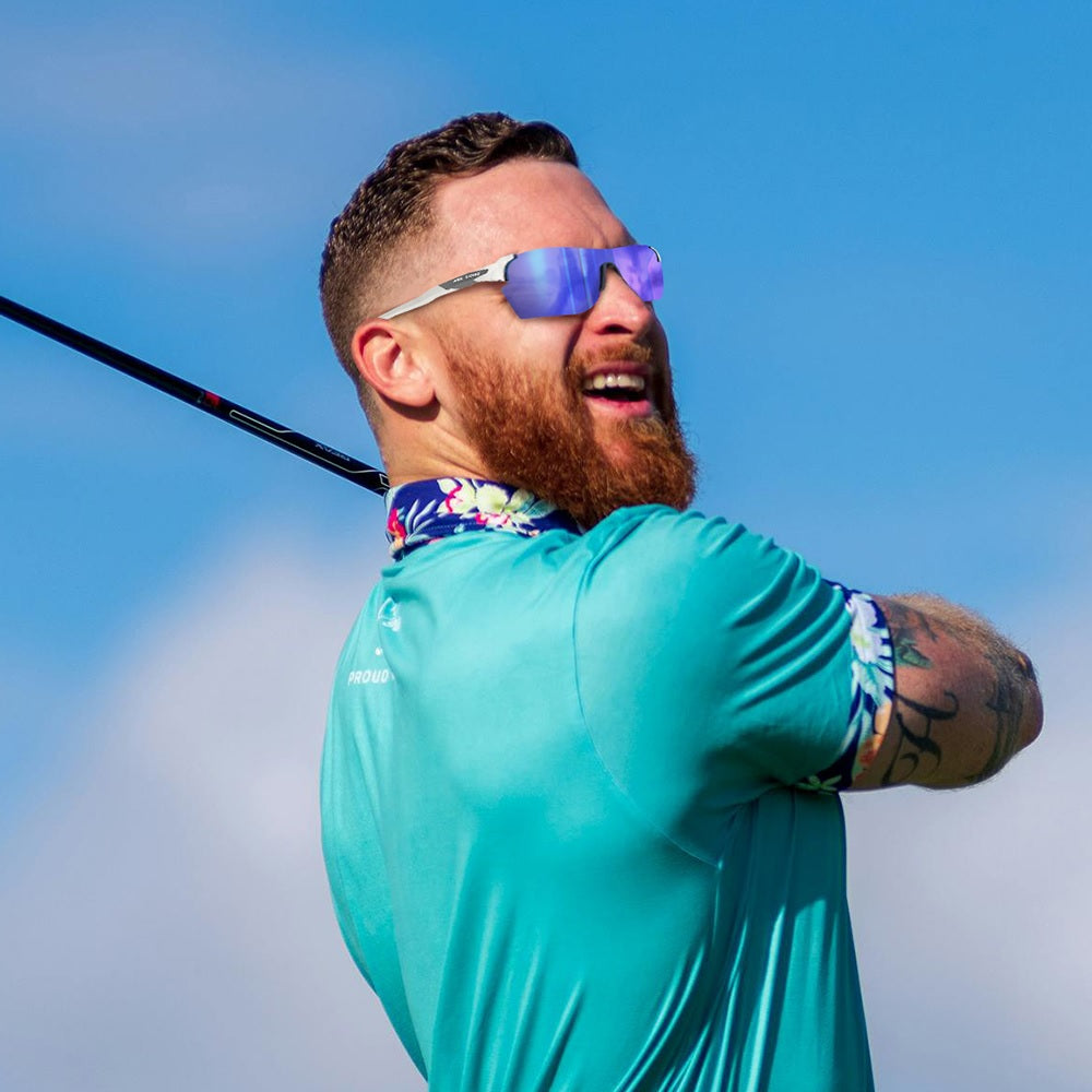 Ask Echo Golf No Frame White Leg Sunglasses / Revo Blue