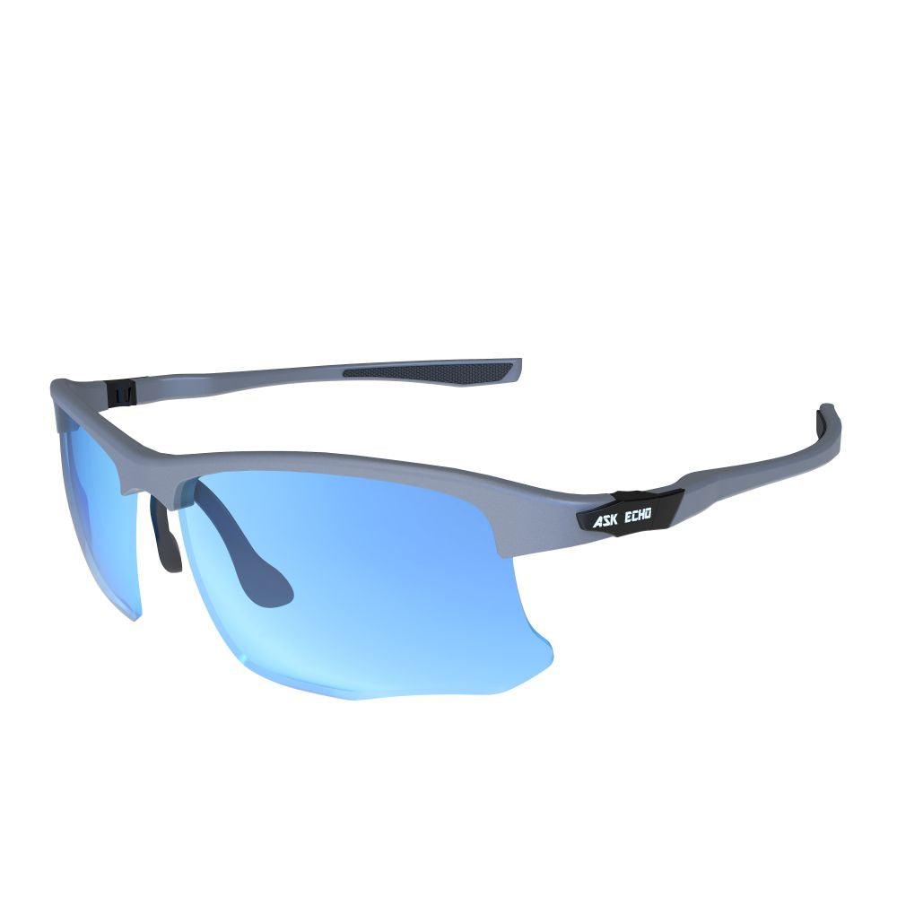 Ask Echo Golf Gunmetal Half Frame Sunglasses / Revo Blue