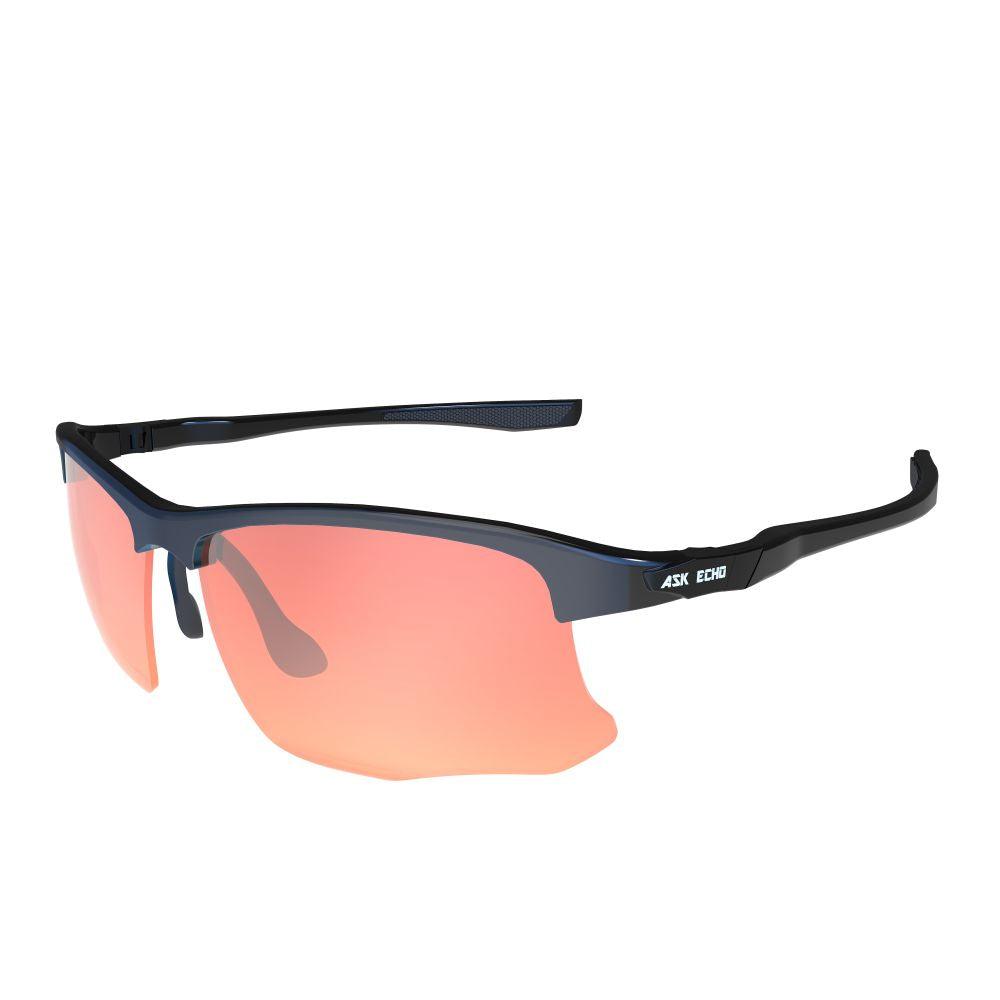 Ask Echo Golf Black Half Frame Sunglasses / Revo Red
